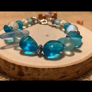 Blue seaglass bracelet